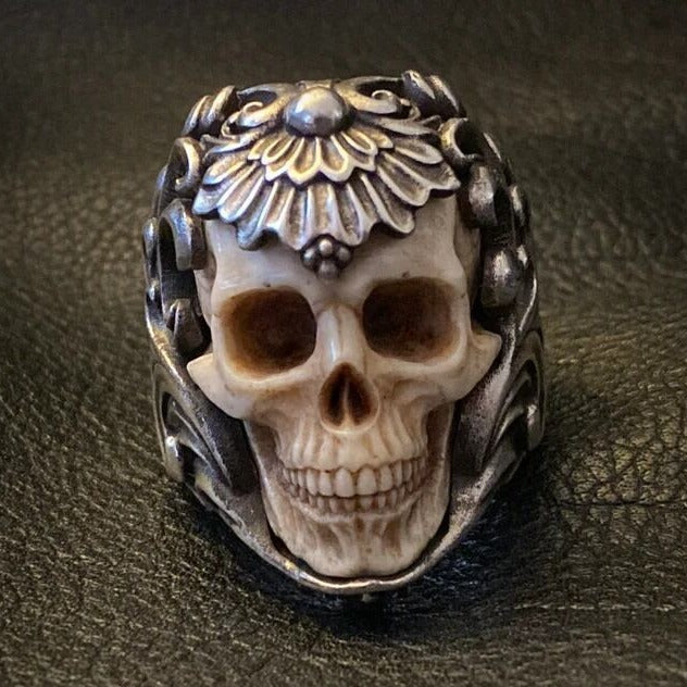 Hot Sale 40% OFF💥Vintage Polish Floral Armor Antler Skull Ring