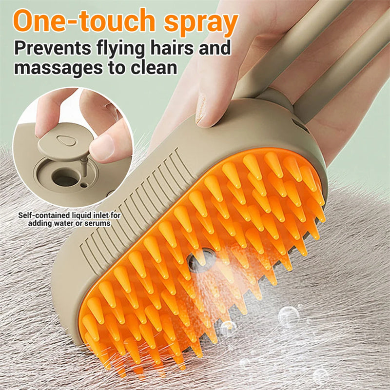 SteamyPaws 3-in-1 Dog Brush - Self-Cleaning Hair Remover