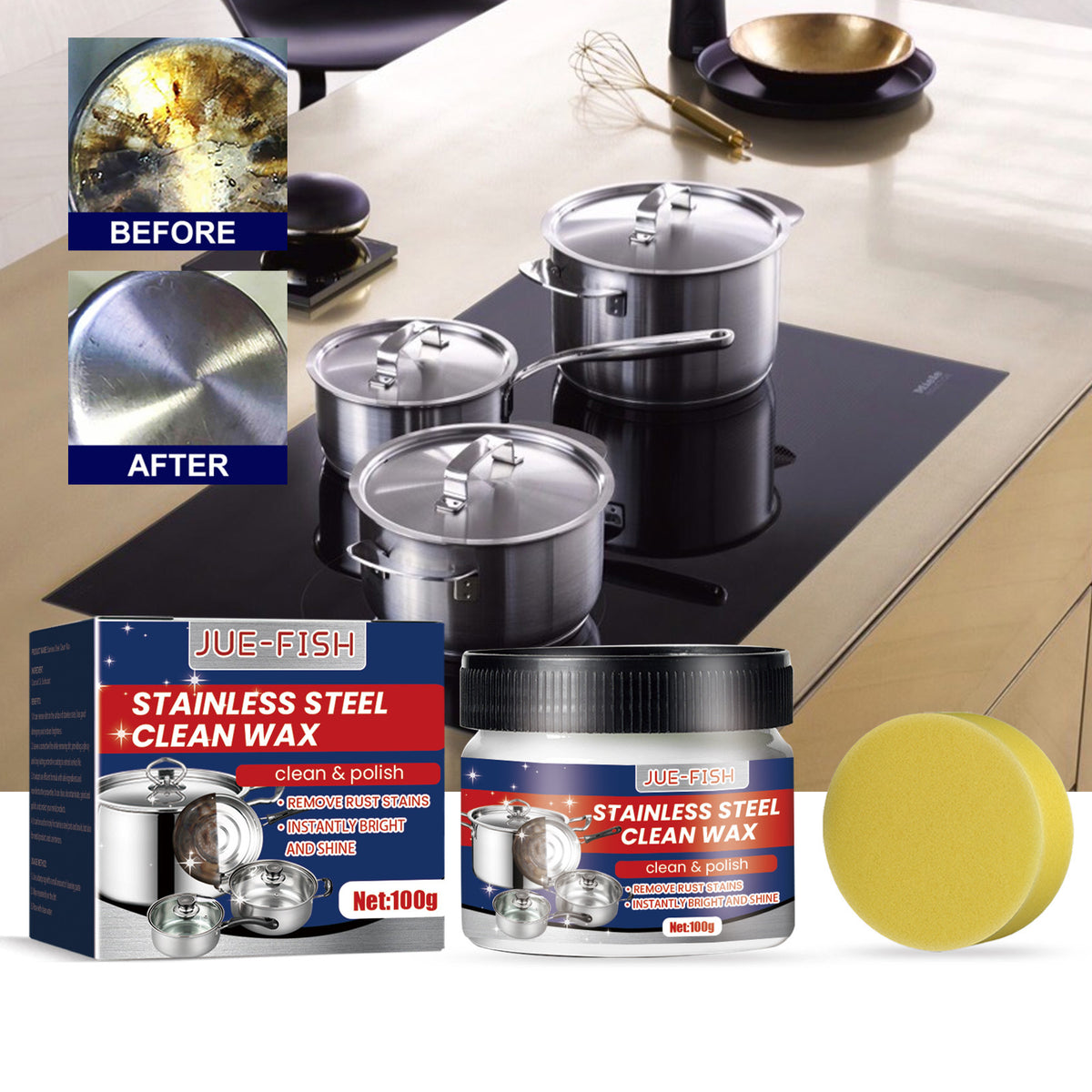 NanoShine Stainless Wax - Surface Safe, No Residue