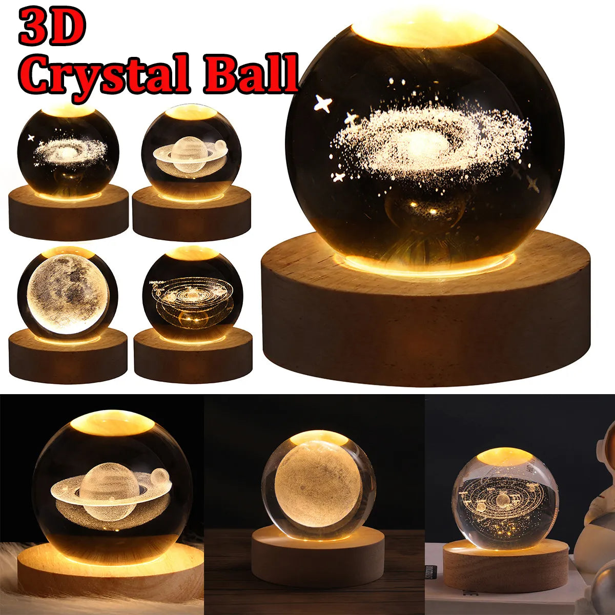 Last Day Sale 50% OFF💥3D Luminous Glowing Crystal Globe