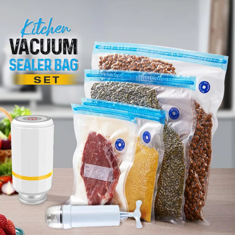 Vacuum sealing bag set