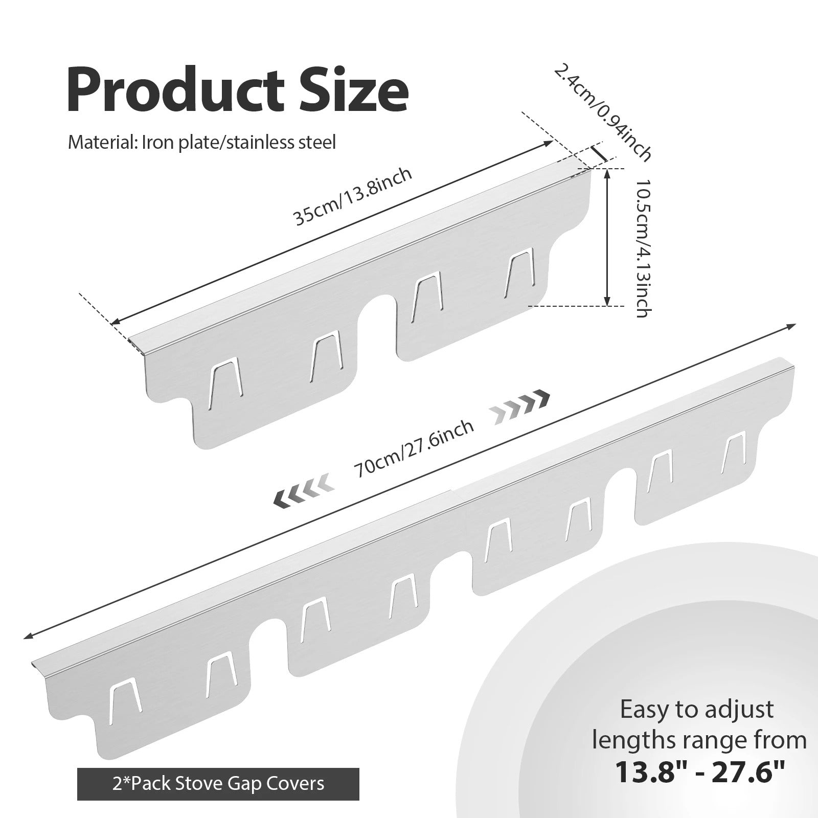 Retractable Stainless Steel Stove Gap Covers