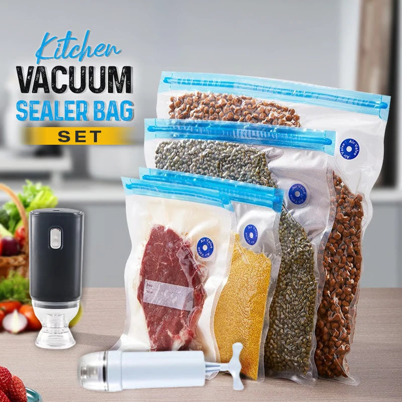 Vacuum sealing bag set