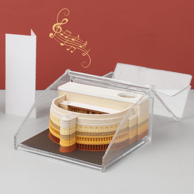 3D Memo Pad with Pen Holder - Elegant 3D non-sticky note